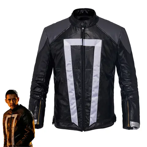 Movie Rider Johnny Cosplay Costume Balck Jacket Men's Antihero Ghost Black Rider Punk Coat Halloween Fancy Outfits
