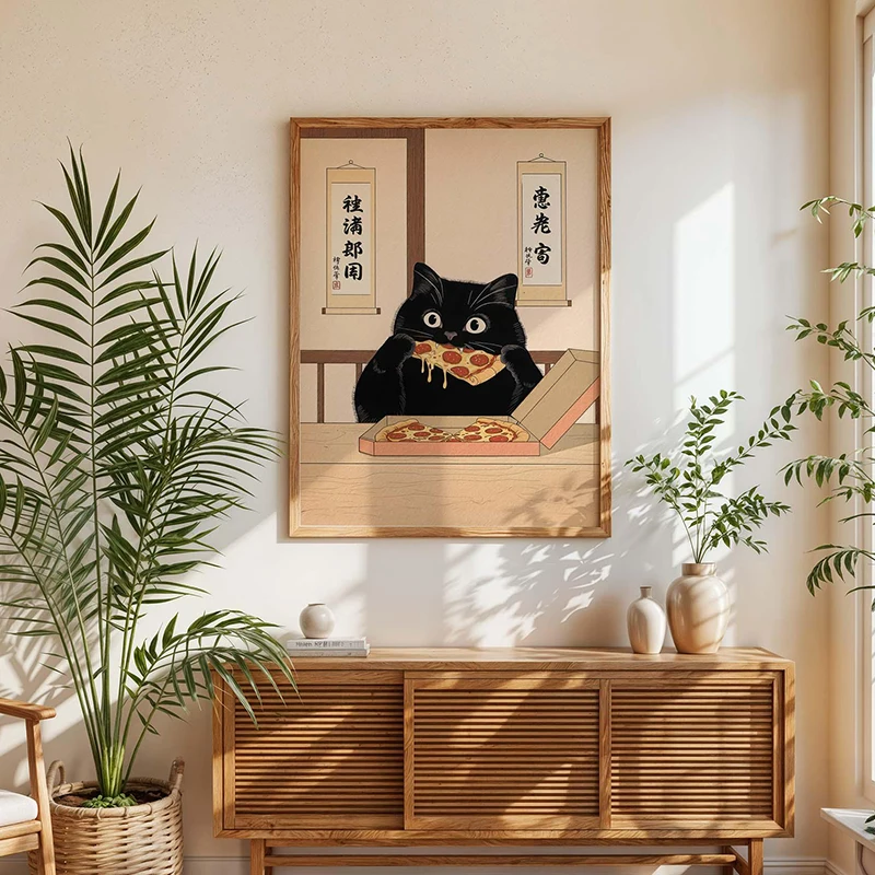 Vintage Black Cat Japanese-style Cat Eating Noodles Canvas Painting Print Wall Art Poster Picture for Modern Kitchen Home Decor
Vintage Black Cat Japanese-style Cat Eating Noodles Canvas Painting Print Wall Art Poster Picture for Modern Kitchen Home Decor