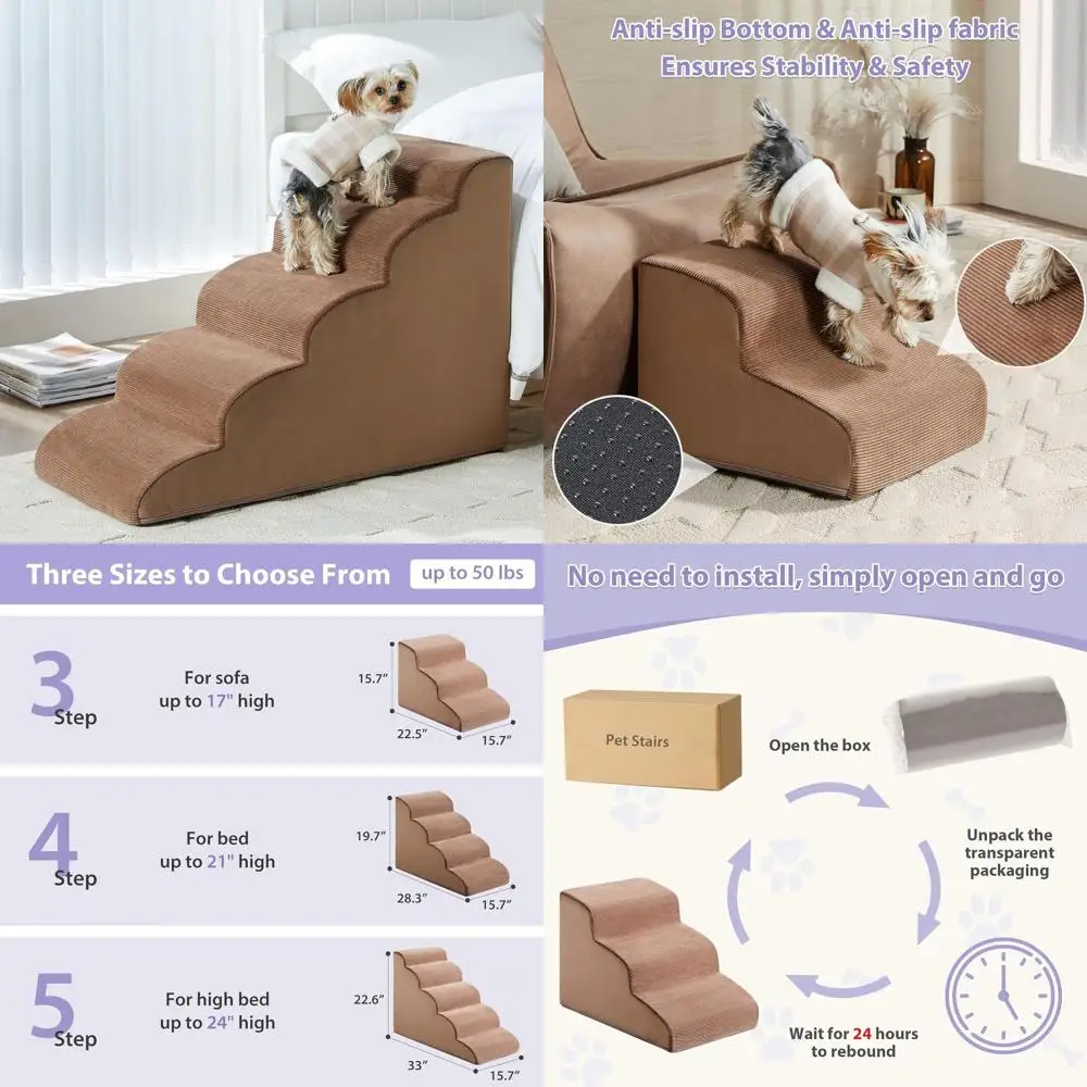 5-ступенчатая лестница для домашних животных для высоких кроватей, поддерживающая пена и нескользящая, идеально подходит для больших и средних собак (22,6 высоты)
5-ступенчатая лестница для домашних животных для высоких кроватей, поддерживающая пена и нескользящая, идеально подходит для больших и средних собак (22,6 высоты)