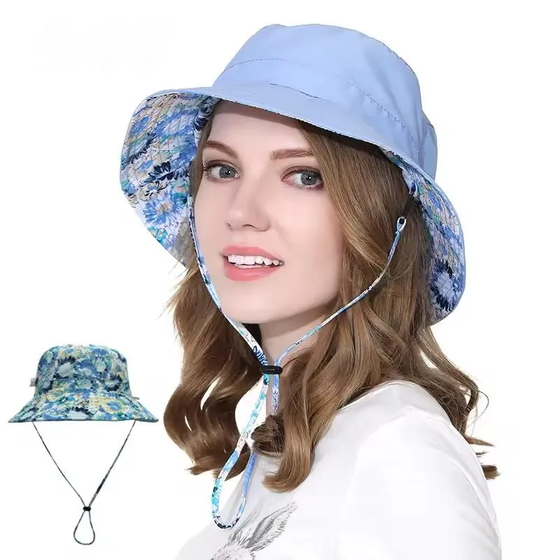 Fashion Double-Sided Printed Sun Hat Summer UV Protection Large Brim Fisherman Hat Sun Protection Windproof Beach Cap for Women
Fashion Double-Sided Printed Sun Hat Summer UV Protection Large Brim Fisherman Hat Sun Protection Windproof Beach Cap for Women