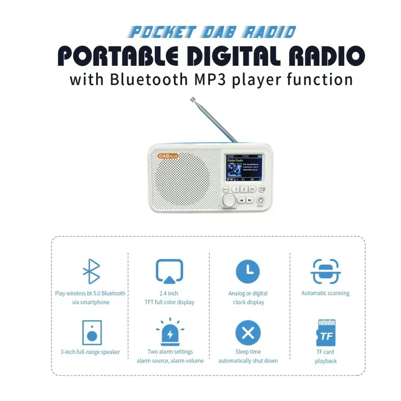 Портативная Bluetooth-колонка, настольное цифровое радио с 3,5-дюймовым экраном, аккумуляторная батарея, бытовое Dab +/FM-радио, MP3-плеер TF
Портативная Bluetooth-колонка, настольное цифровое радио с 3,5-дюймовым экраном, аккумуляторная батарея, бытовое Dab +/FM-радио, MP3-плеер TF