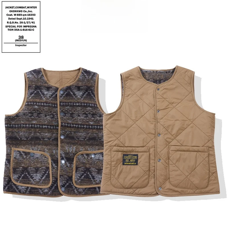 Retro Japanese Sle Fair Isle Cotton Wool Vest Double Sided Wear Padded Diamond Stitching Indian Totem Faionable
Retro Japanese Sle Fair Isle Cotton Wool Vest Double Sided Wear Padded Diamond Stitching Indian Totem Faionable