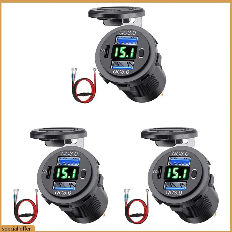 A68Z 3X 12V USB Outlet Dual Quick Charge With Voltmeter And Power Switch, Multifunction USB Charger Adapter
A68Z 3X 12V USB Outlet Dual Quick Charge With Voltmeter And Power Switch, Multifunction USB Charger Adapter