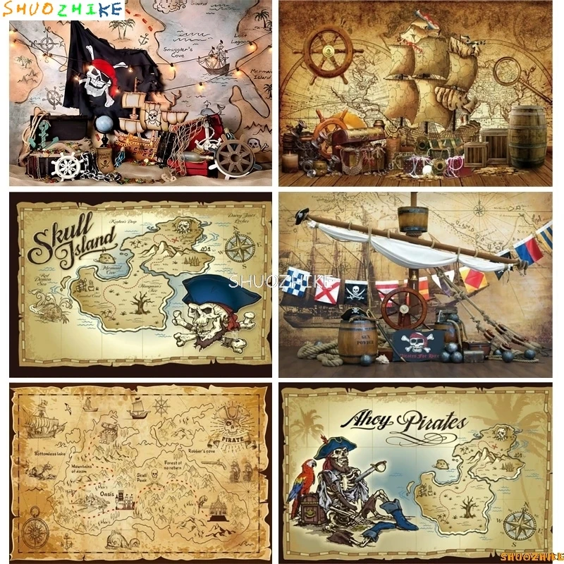 Retro Pirate Treasure Map Backdrop for Photography Nautical Island Background Birthday Party Newborn Boys Portrait Photo Props
Retro Pirate Treasure Map Backdrop for Photography Nautical Island Background Birthday Party Newborn Boys Portrait Photo Props