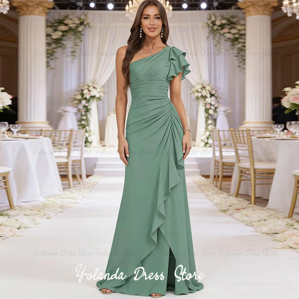 Yolanda Customized Simple Mother of Bride Dress 2026 New Pleated Front Slit Chiffon One Shoulder Long Formal Wedding Guest Dress
Yolanda Customized Simple Mother of Bride Dress 2026 New Pleated Front Slit Chiffon One Shoulder Long Formal Wedding Guest Dress