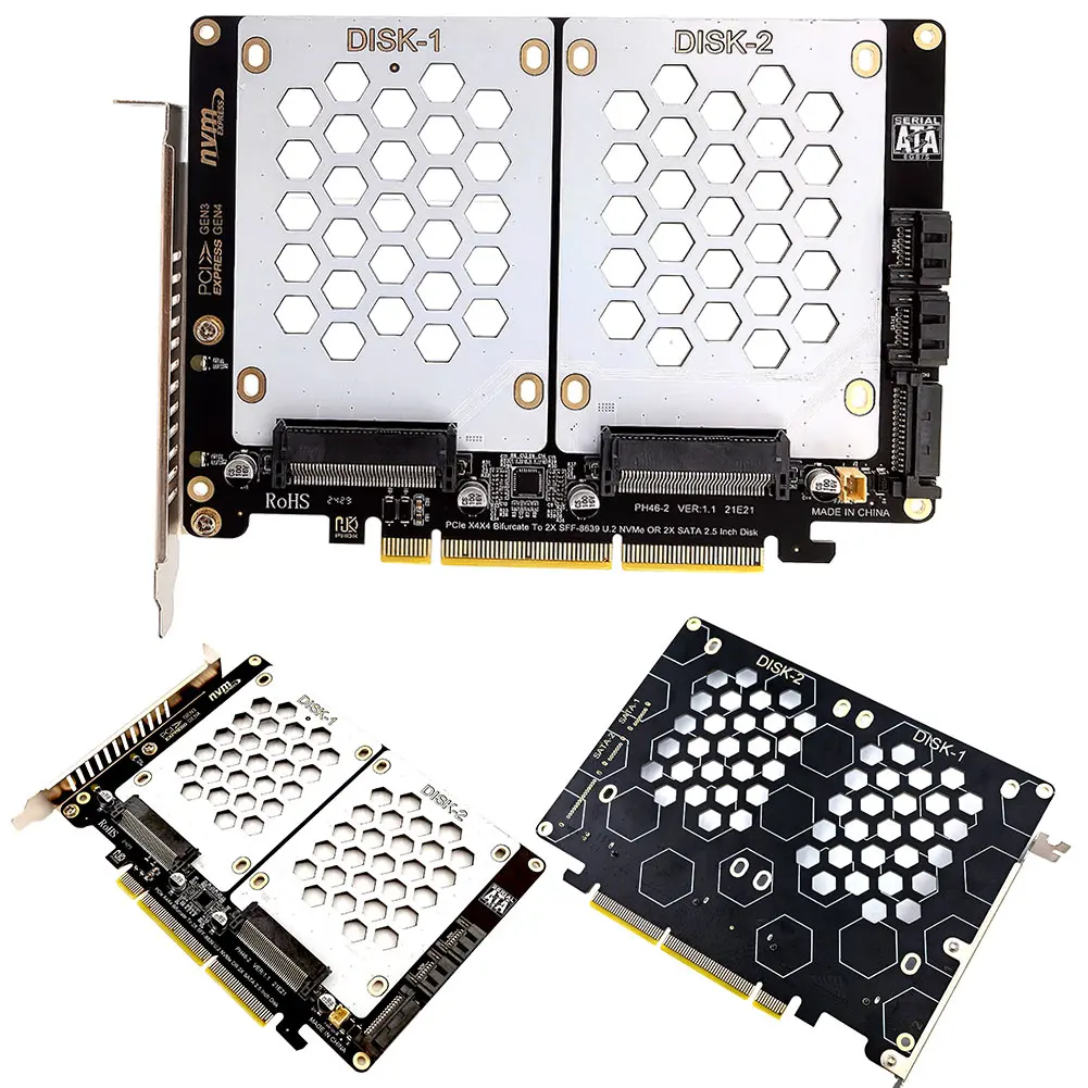 U.2 Dual Drive Adapter Card with LED Indicator U2 To PCI E Adapter Card U.2 PCIe Adapter Dual U.2 To PCIe 4.0 X8 Adapter
U.2 Dual Drive Adapter Card with LED Indicator U2 To PCI E Adapter Card U.2 PCIe Adapter Dual U.2 To PCIe 4.0 X8 Adapter