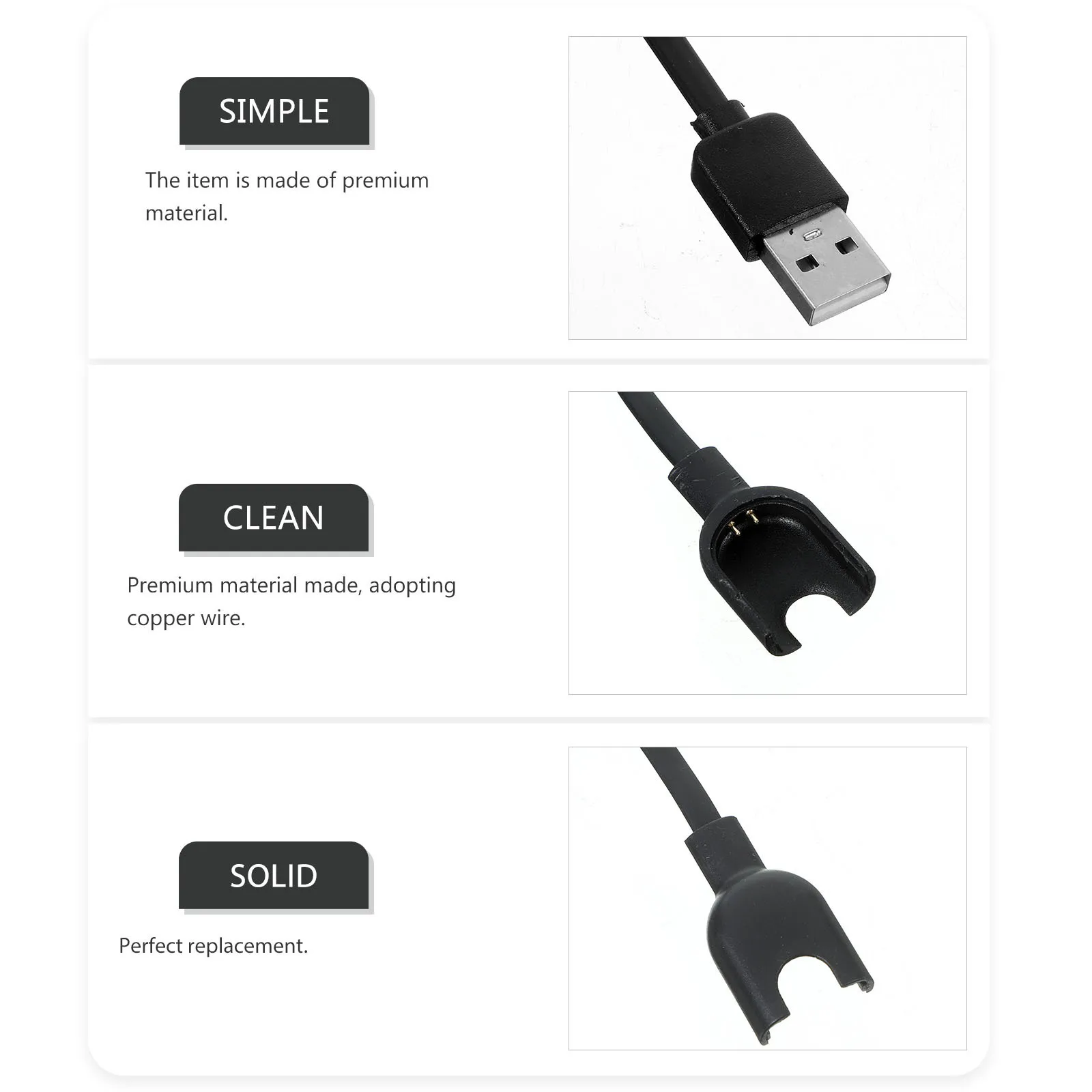 2Pcs USB Charging Cable Premium Replacement Fast Charging Data Transfer No Heating Cord for 3 Smart