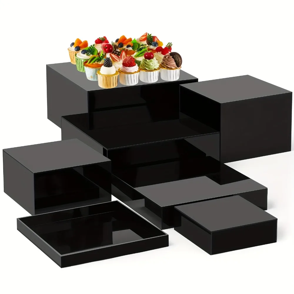 7pcs Buffet Risers Set Acrylic Display Box 6 7 8 9 10 11 12 Food Risers For Buffet Table 5 Sided Display Cube Box With Hollow Bottom Nesting Acrylic Stand For Wedding Party(Black)
7pcs Buffet Risers Set Acrylic Display Box 6 7 8 9 10 11 12 Food Risers For Buffet Table 5 Sided Display Cube Box With Hollow Bottom Nesting Acrylic Stand For Wedding Party(Black)