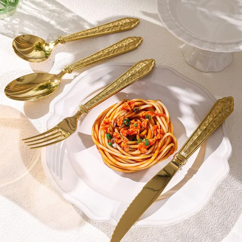 Stainless Steel Western Food Tableware Set Nordic Luxury Three-dimensional Relief Steak Knife and Fork Dessert Spoon Cake Fork
Stainless Steel Western Food Tableware Set Nordic Luxury Three-dimensional Relief Steak Knife and Fork Dessert Spoon Cake Fork