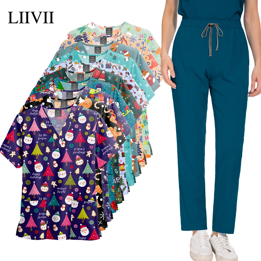 Medical Nurse Christmas Uniforms Print Scrubs Tops Straight Pants Women Men Clinical Workwear Pet Hospital Santa Claus Shirt Set
Medical Nurse Christmas Uniforms Print Scrubs Tops Straight Pants Women Men Clinical Workwear Pet Hospital Santa Claus Shirt Set
