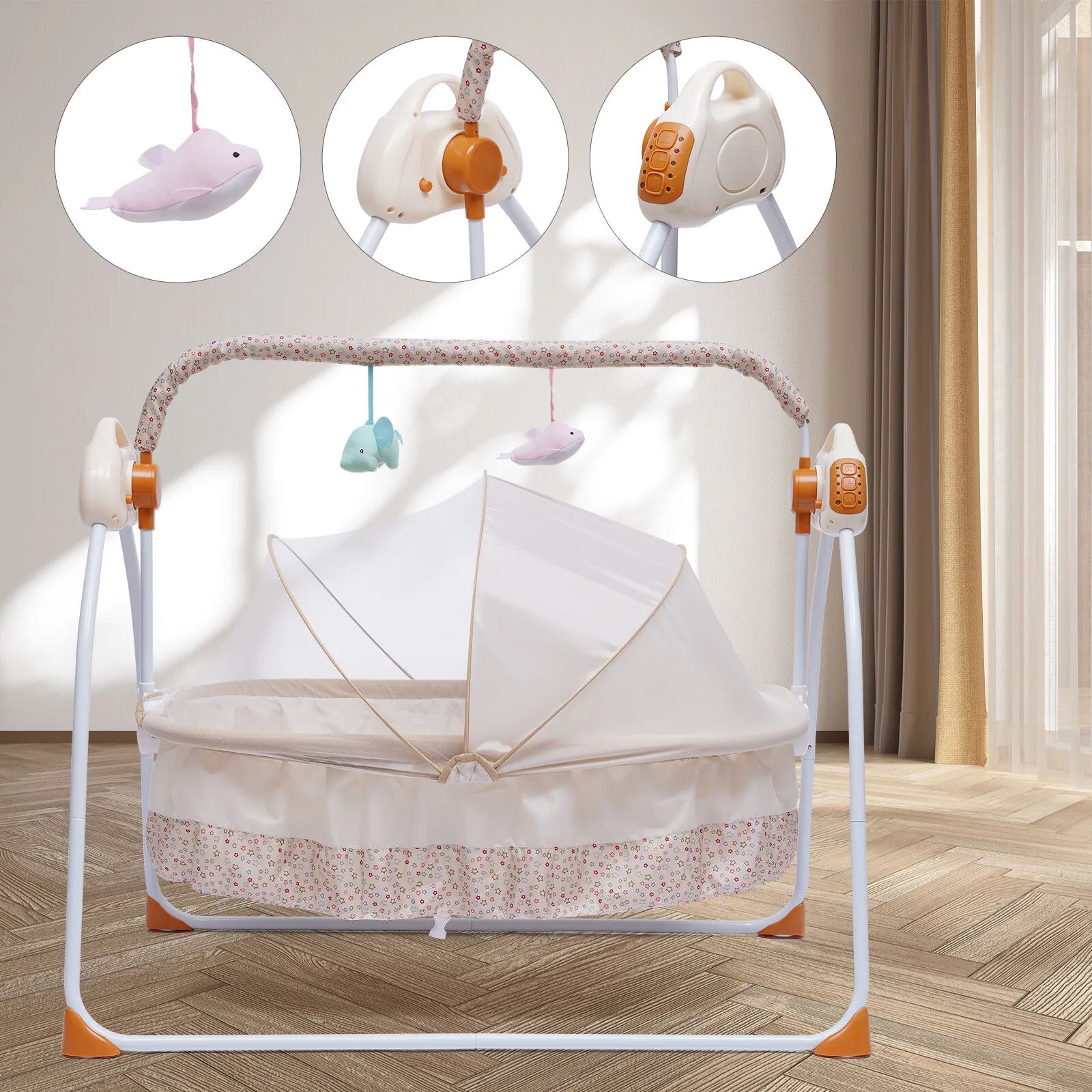 Electric Auto-Swing Bedside Bassinet for Newborns 5-Speed Adjustable Rocking Crib with Remote Control and USB Port
Electric Auto-Swing Bedside Bassinet for Newborns 5-Speed Adjustable Rocking Crib with Remote Control and USB Port
