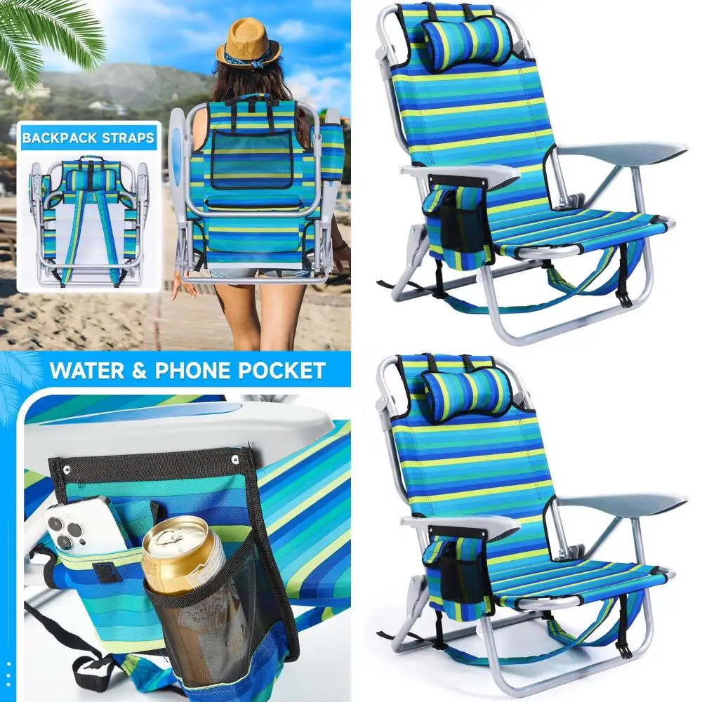 Portable Beach Chair for Adults, Outdoor Camping Chair Lay Flat Folding Backpack Beach Reclining Chair with 5 Positions, Headres
Portable Beach Chair for Adults, Outdoor Camping Chair Lay Flat Folding Backpack Beach Reclining Chair with 5 Positions, Headres