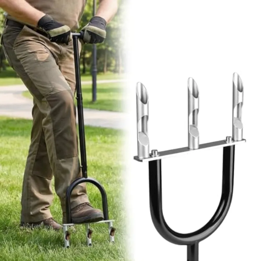 Manual Lawn Aerator Tool, Hollow Tines Plug Lawn Core Aerator, Heavy Duty Hand Soil Aerator Tool with Adjustable Handle, Grass
Manual Lawn Aerator Tool, Hollow Tines Plug Lawn Core Aerator, Heavy Duty Hand Soil Aerator Tool with Adjustable Handle, Grass