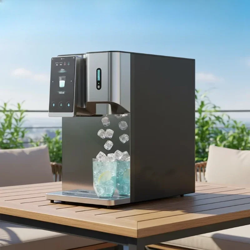 Desktop ice maker, integrated RO water filtration system, hot and cold water dispenser
Desktop ice maker, integrated RO water filtration system, hot and cold water dispenser