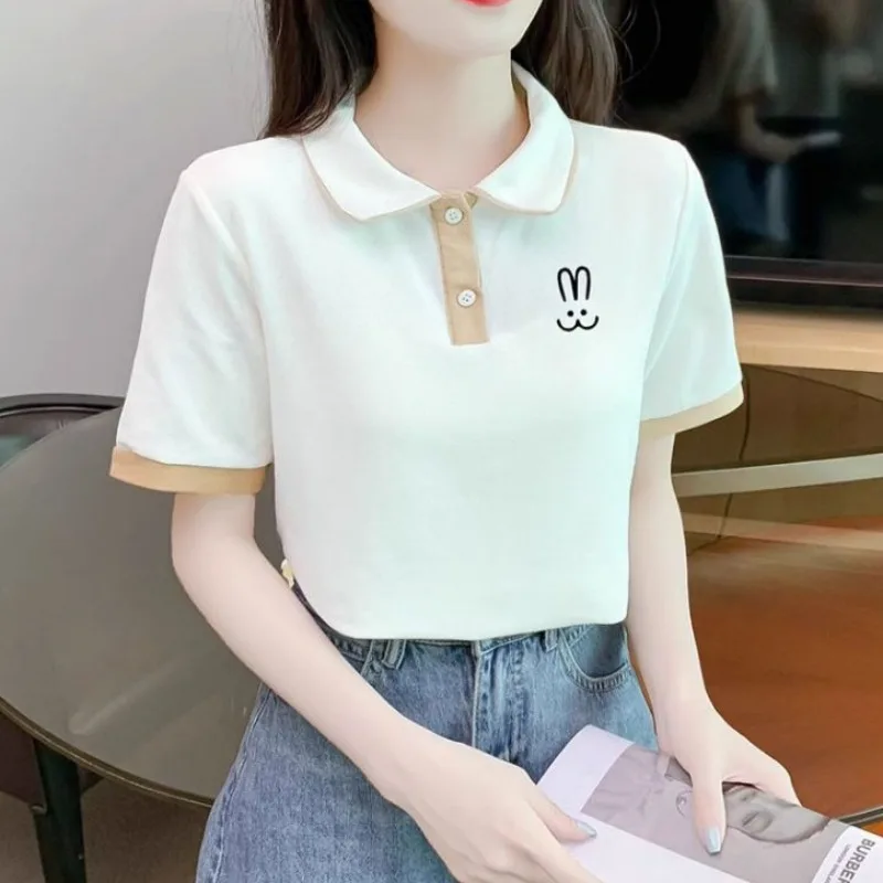 Women's Polo Shirts Baggy Contrast Color Graphic Kawaii T-shirts Cute Korean Popular Clothes Style Clothing Youthful Female Tee
Women's Polo Shirts Baggy Contrast Color Graphic Kawaii T-shirts Cute Korean Popular Clothes Style Clothing Youthful Female Tee