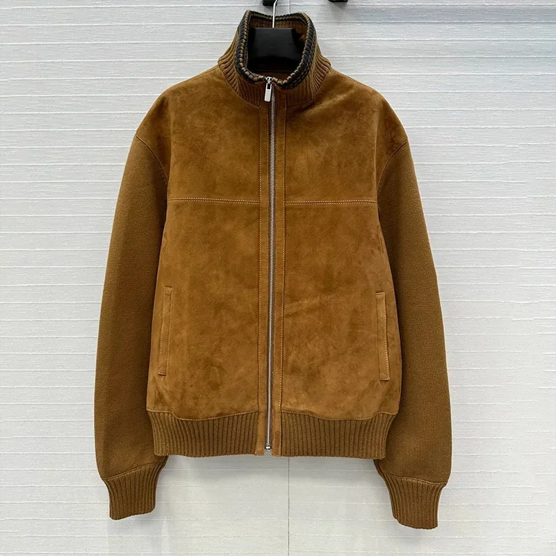 New High-Quality Stand Up Collar Jacket coat womens' Style Suede Lambskin Patchwork Knit Material Outfit luxury 2582234
New High-Quality Stand Up Collar Jacket coat womens' Style Suede Lambskin Patchwork Knit Material Outfit luxury 2582234