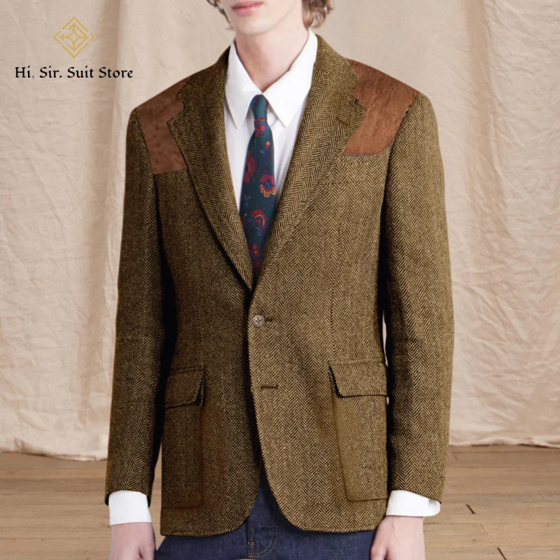 New Men's Blazer Vintage Herringbone Tweed Blazer Sport Coats Two Button Wool Blend Formal Jacket Prom Business Casual Wedding
New Men's Blazer Vintage Herringbone Tweed Blazer Sport Coats Two Button Wool Blend Formal Jacket Prom Business Casual Wedding