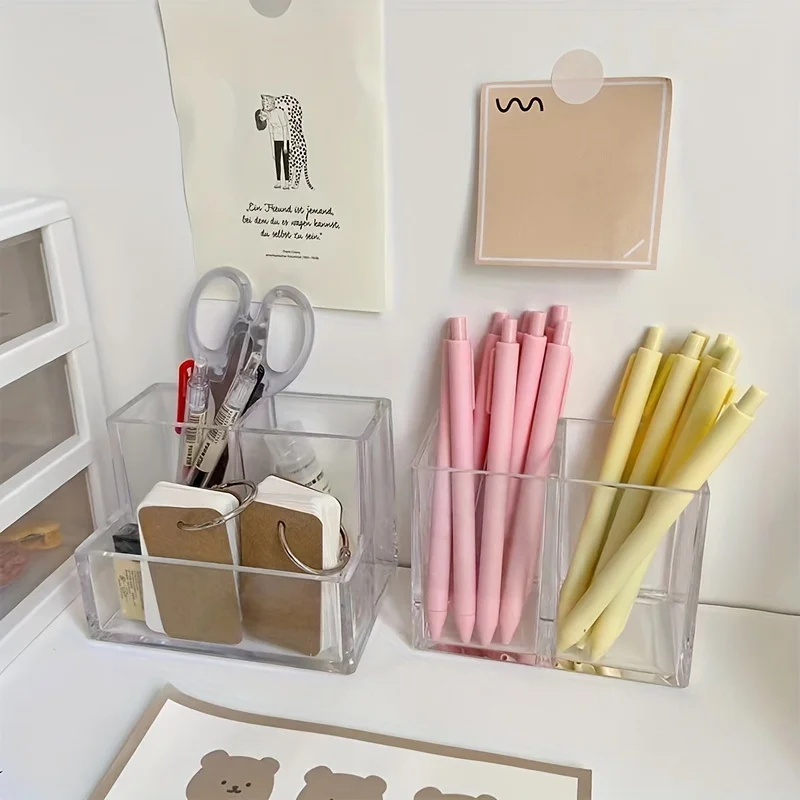 The Transparent Acrylic Three-compartment Pen Holder for Desk Renovation, Student Desktop Storage Box Office Desktop Student
The Transparent Acrylic Three-compartment Pen Holder for Desk Renovation, Student Desktop Storage Box Office Desktop Student