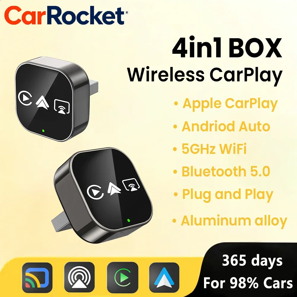 2026 CarRocket 4 in1 CarPlay Android Auto AirPlay Mirror Link Stable Bluetooth Adapter Wired To Wireless for Volvo Benz Mg Kia
2026 CarRocket 4 in1 CarPlay Android Auto AirPlay Mirror Link Stable Bluetooth Adapter Wired To Wireless for Volvo Benz Mg Kia