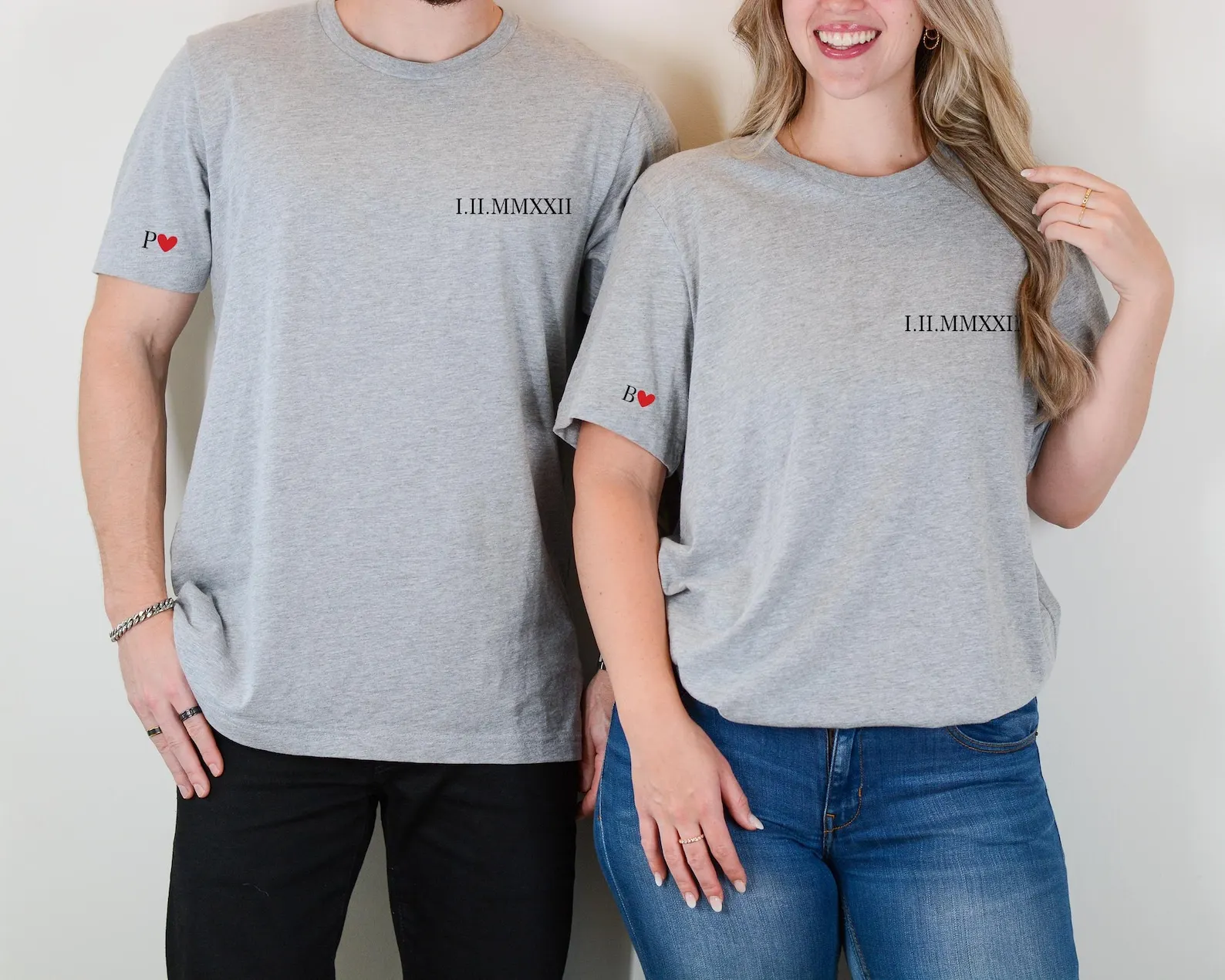 Custome Cotton Tees Unisex Couple's Design Name Date On Front And Sleeve Printed Shirt Leisure Loose Shirt Anniversary Valentine
Custome Cotton Tees Unisex Couple's Design Name Date On Front And Sleeve Printed Shirt Leisure Loose Shirt Anniversary Valentine