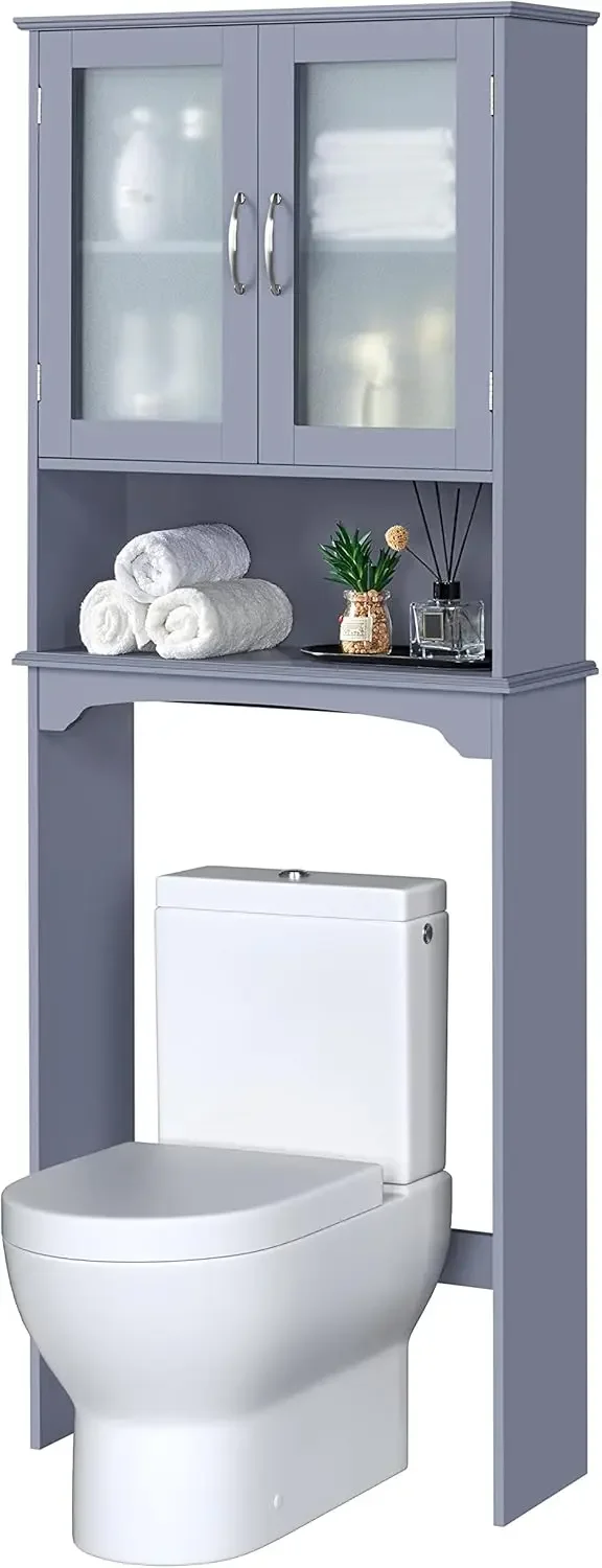 Toilet Storage Cabinet, Free Standing Toilet Rack with Adjustable Shelves and Tempered Glass Doors for Bathroom Washroom, Grey
Toilet Storage Cabinet, Free Standing Toilet Rack with Adjustable Shelves and Tempered Glass Doors for Bathroom Washroom, Grey