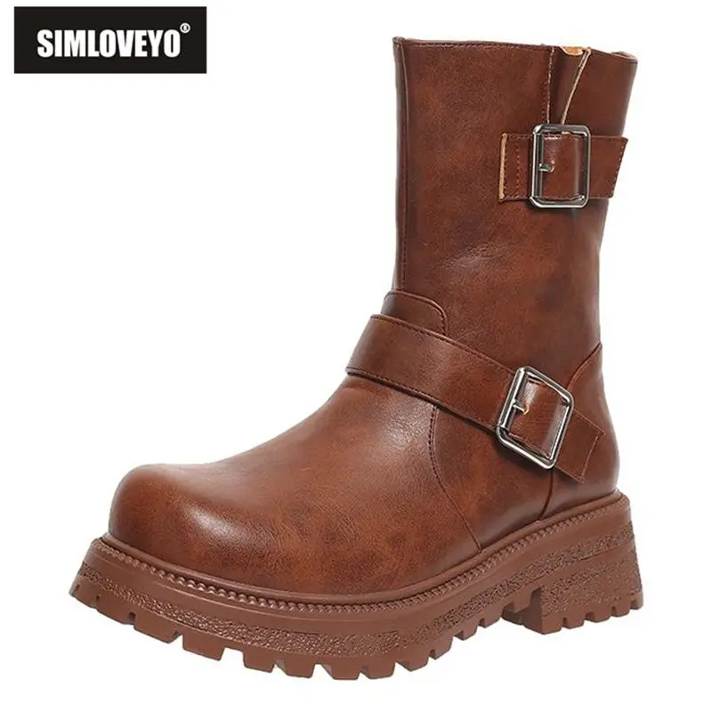 SIMLOVEYO Модные женские ботинки до середины икры с застежкой-молнией и пряжкой ремня, металлический декор, большие размеры 41, 42, 43, повседневные туфли с круглым носком, блочные каблуки 4,5 см
SIMLOVEYO Модные женские ботинки до середины икры с застежкой-молнией и пряжкой ремня, металлический декор, большие размеры 41, 42, 43, повседневные туфли с круглым носком, блочные каблуки 4,5 см