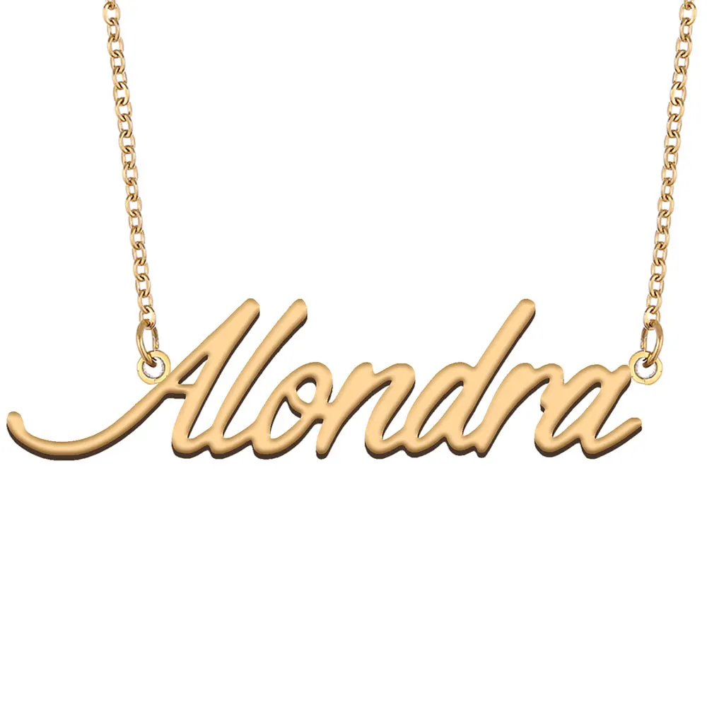 AOLOSHOW Alondra Name Necklace Stainless Steel for Women Gold color Dainty Nameplate Pendant Jewelry Female Girl Birthday Gift
AOLOSHOW Alondra Name Necklace Stainless Steel for Women Gold color Dainty Nameplate Pendant Jewelry Female Girl Birthday Gift