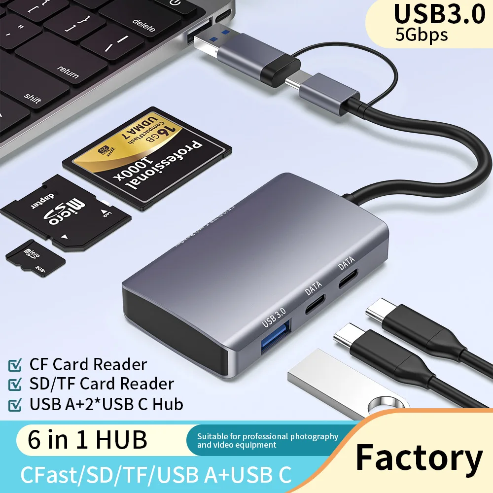 Type-C hub computer docking station USB 3.0 all-in-one HUBCF/SD/TFOTG multifunctional card reader
Type-C hub computer docking station USB 3.0 all-in-one HUBCF/SD/TFOTG multifunctional card reader