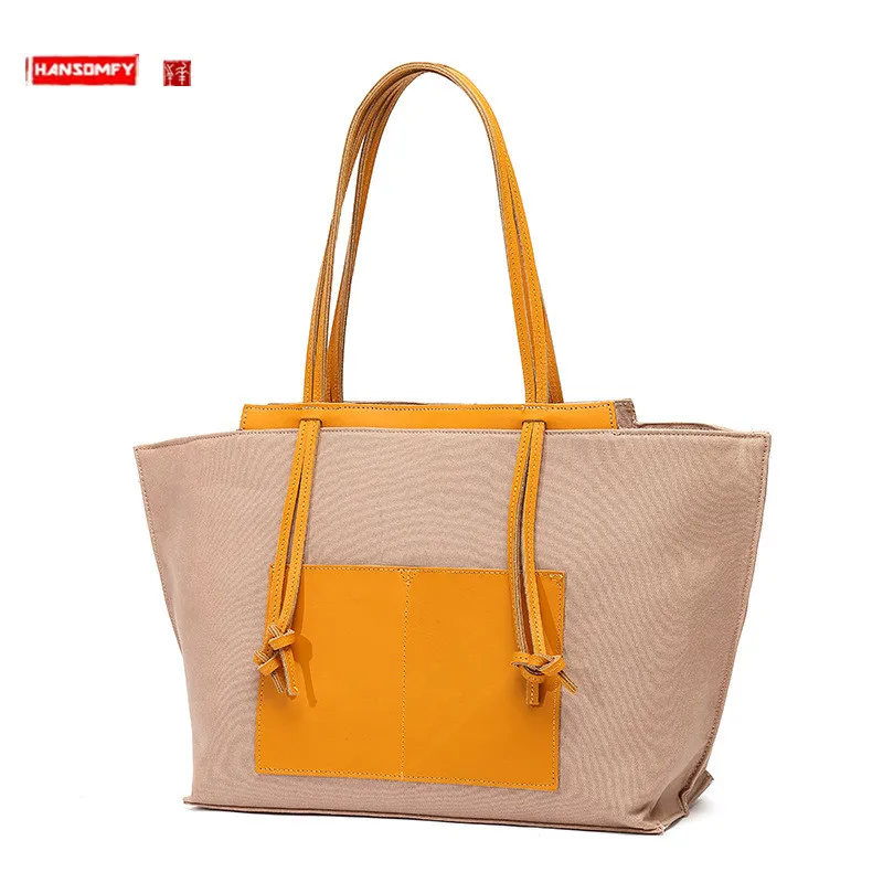 Casual Women's Handbag Waterproof Canvas Ladies Tote Bag Diagonal Package Top Layer Leather Solid Color Single-Shoulder Bags
Casual Women's Handbag Waterproof Canvas Ladies Tote Bag Diagonal Package Top Layer Leather Solid Color Single-Shoulder Bags