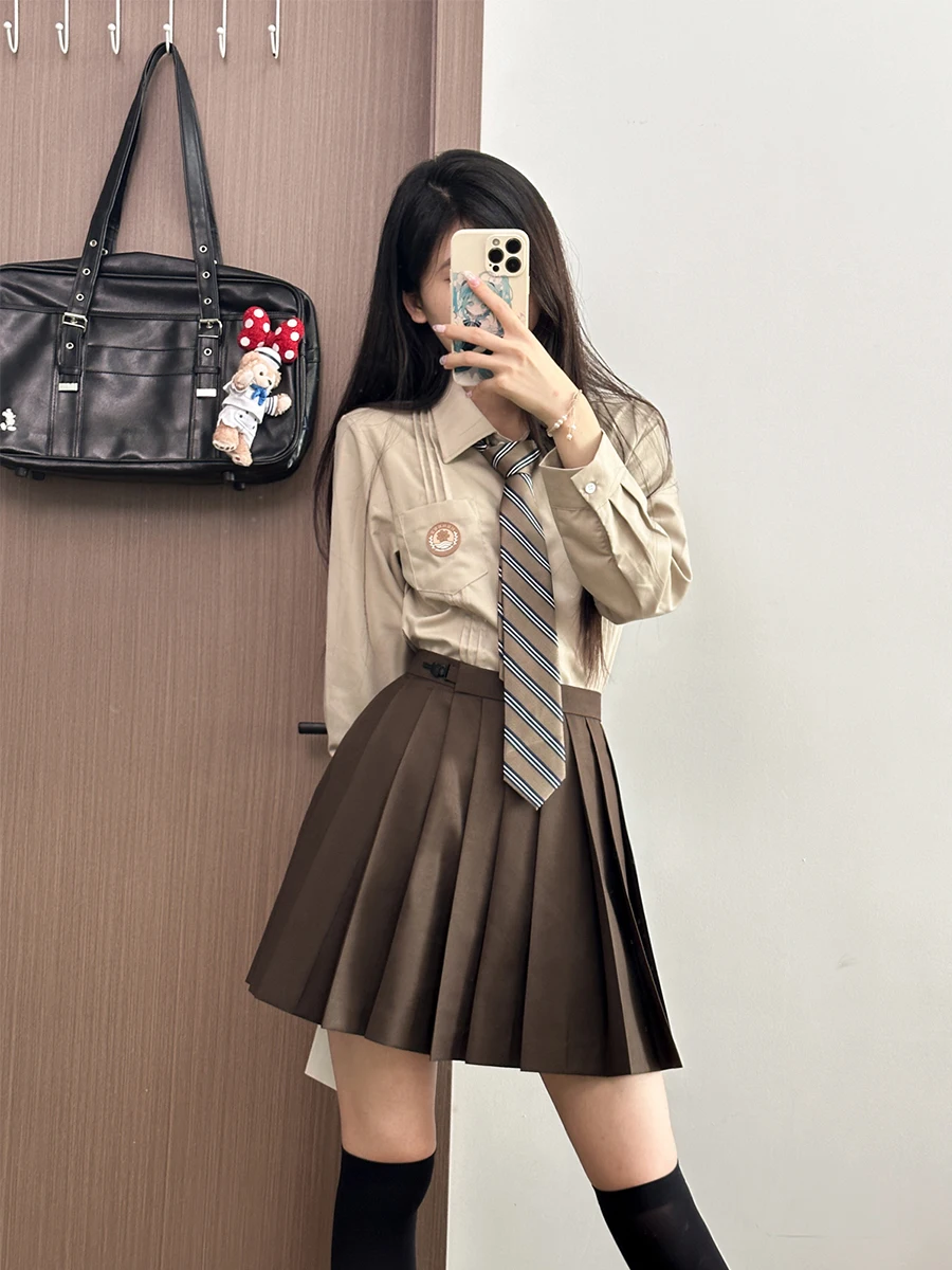 Cherry JK Original Versatile Milk Tea Color irt ort Sve Pleated Skirt Set College Sle Sweet orm irt Polyester ...
Cherry JK Original Versatile Milk Tea Color irt ort Sve Pleated Skirt Set College Sle Sweet orm irt Polyester ...