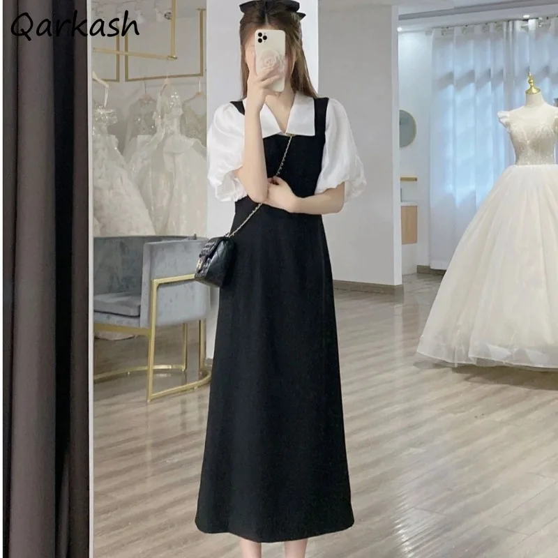 Preppy Style Dress Sets for Women Puff Sleeve Shirts Summer Solid Young Students All-match Black Dress Fashion Loose All-match
Preppy Style Dress Sets for Women Puff Sleeve Shirts Summer Solid Young Students All-match Black Dress Fashion Loose All-match