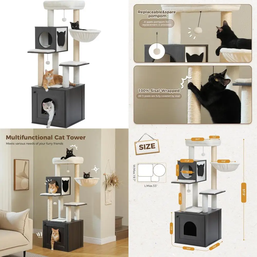 Большая комнатная кошачья елка с корпусом для хранения и туалета, деревянная башня для кошек с уютным кондоминированием и S-размером
Большая комнатная кошачья елка с корпусом для хранения и туалета, деревянная башня для кошек с уютным кондоминированием и S-размером