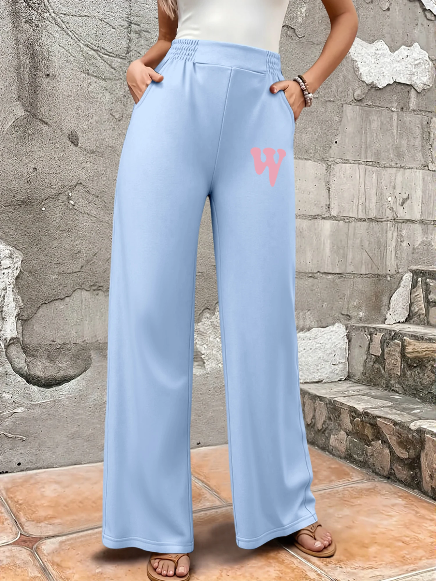 Pink Letter "W" Print Women's Elastic Waist Wide Leg Pants Casual Streetwear Joggers Minimalist Style
Pink Letter "W" Print Women's Elastic Waist Wide Leg Pants Casual Streetwear Joggers Minimalist Style