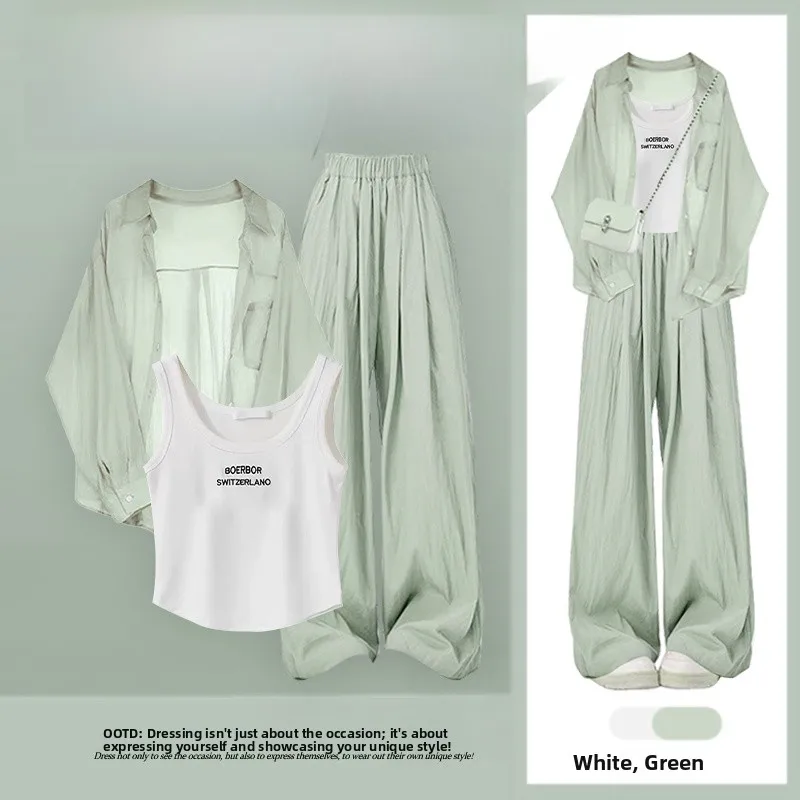 Fashionable Sporty Casual Shirt Top Anti-Aging Set High Waist Workwear Pants Three-Piece Set Long Sleeve round Neck Other 100%
Fashionable Sporty Casual Shirt Top Anti-Aging Set High Waist Workwear Pants Three-Piece Set Long Sleeve round Neck Other 100%