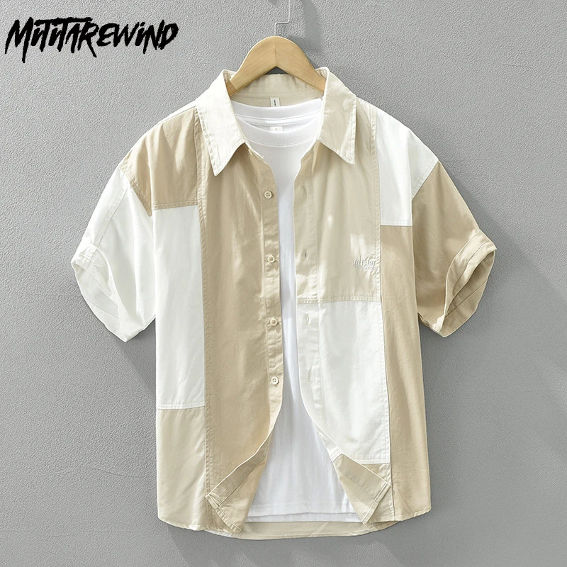Fashion Patchwork Designer Shirts for Men Summer High Street Loose New Top Pure Cotton Short Sleeve Men Shirt Youth Causal Shirt
Fashion Patchwork Designer Shirts for Men Summer High Street Loose New Top Pure Cotton Short Sleeve Men Shirt Youth Causal Shirt