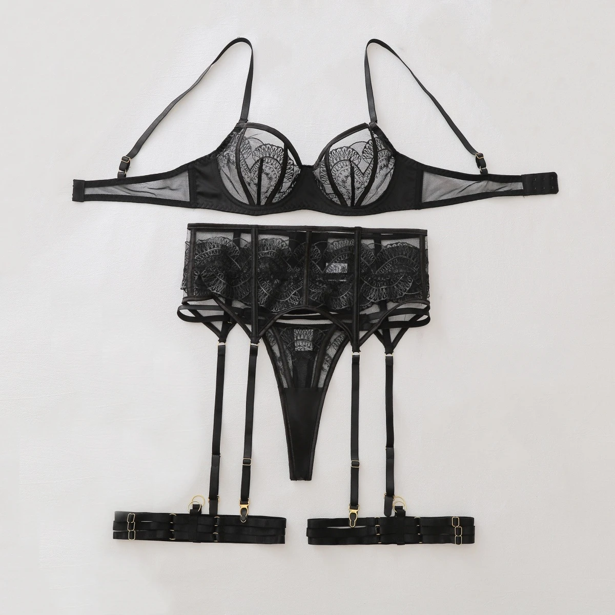 French Romantic Perspective Embroidered Lingerie Set with Fishbone Waist Collar Women Sexy Thin Body Shaping Underwear Split Set
French Romantic Perspective Embroidered Lingerie Set with Fishbone Waist Collar Women Sexy Thin Body Shaping Underwear Split Set