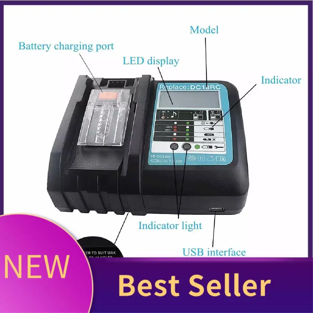 M07K-Li- Battery Charger With Display 3A Charging Current For 14.4V 18V Bl1830 Bl1430 Dc18rc Dc18ra Charge -US Plug
M07K-Li- Battery Charger With Display 3A Charging Current For 14.4V 18V Bl1830 Bl1430 Dc18rc Dc18ra Charge -US Plug