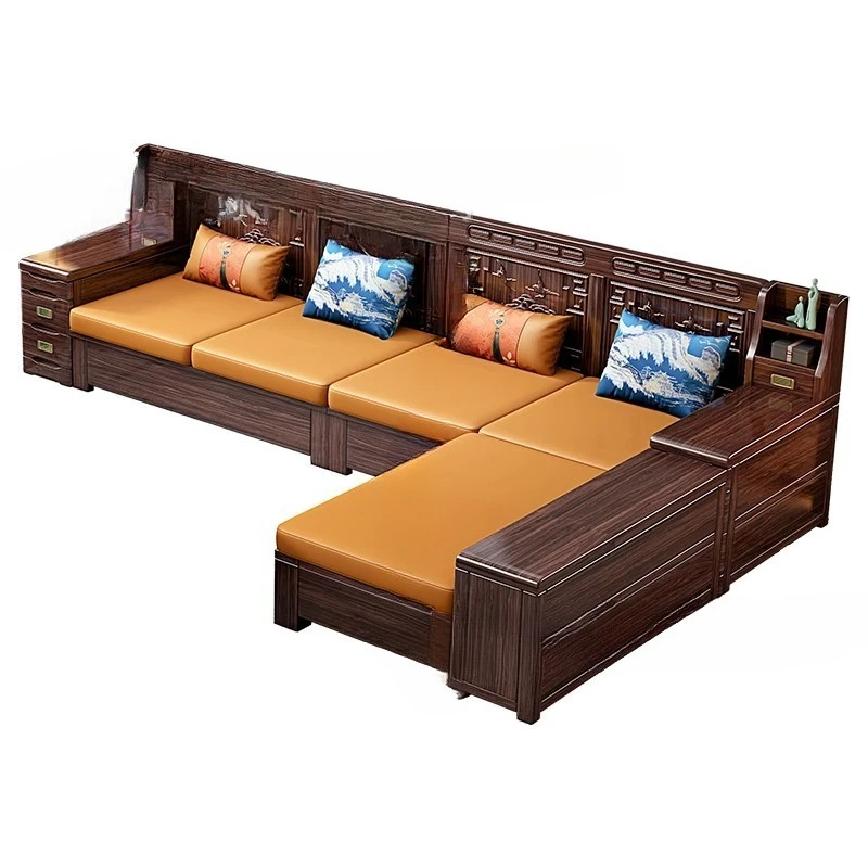 Solid wood sofa, living room solid wood furniture dual-purpose large and small household carved sofa
Solid wood sofa, living room solid wood furniture dual-purpose large and small household carved sofa