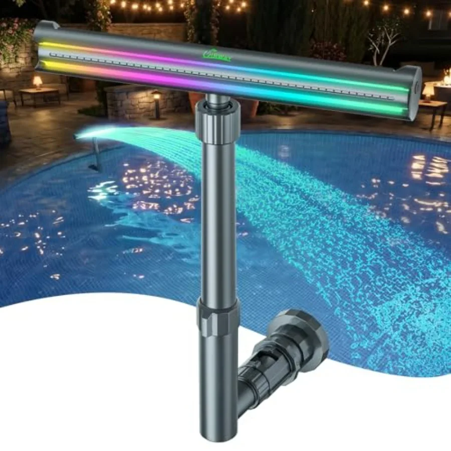 Solar pool fountain for above-ground and inground pools, ABS plastic, white, dual light strip with 52 ultra-bright LEDs, 10 col
Solar pool fountain for above-ground and inground pools, ABS plastic, white, dual light strip with 52 ultra-bright LEDs, 10 col