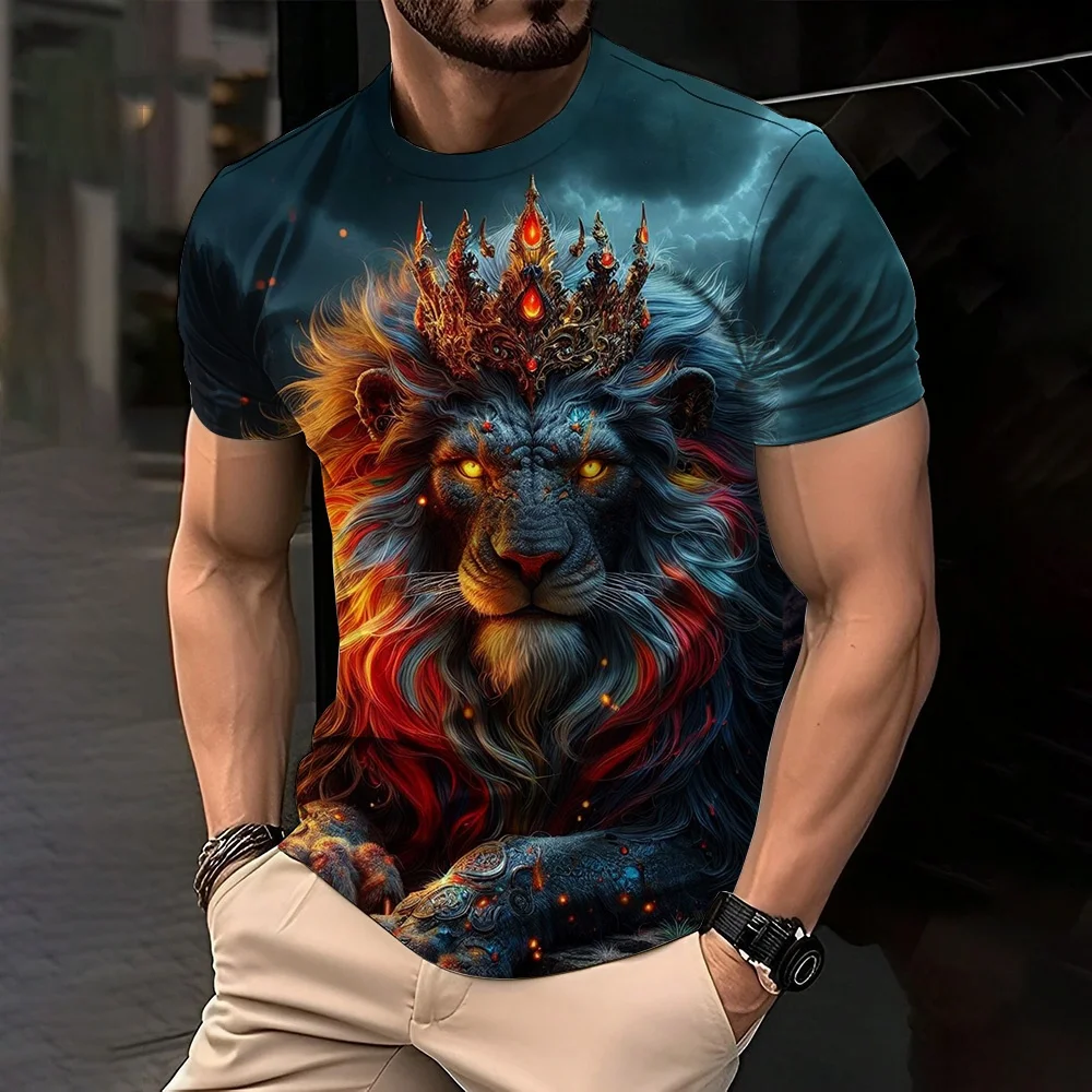 3D Printed Lion Tiger Pattern Men's T Shirt Loose Trendy Cool Round Neck Short Sleeve Animal Print Retro Hip Hop Street Male Top
3D Printed Lion Tiger Pattern Men's T Shirt Loose Trendy Cool Round Neck Short Sleeve Animal Print Retro Hip Hop Street Male Top
