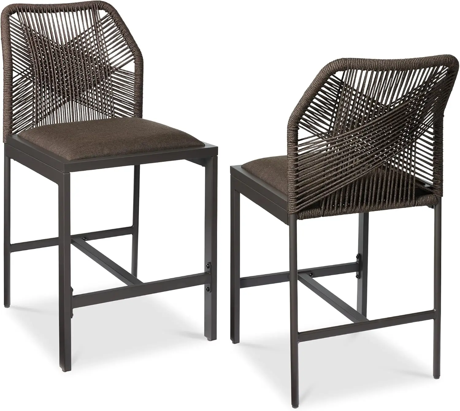 Indoor Outdoor Counter Height Bar Stools Set of 2, Armless Kitchen Counter Stools w/Back and Footrest, Built-in Cushion, Alum
Indoor Outdoor Counter Height Bar Stools Set of 2, Armless Kitchen Counter Stools w/Back and Footrest, Built-in Cushion, Alum