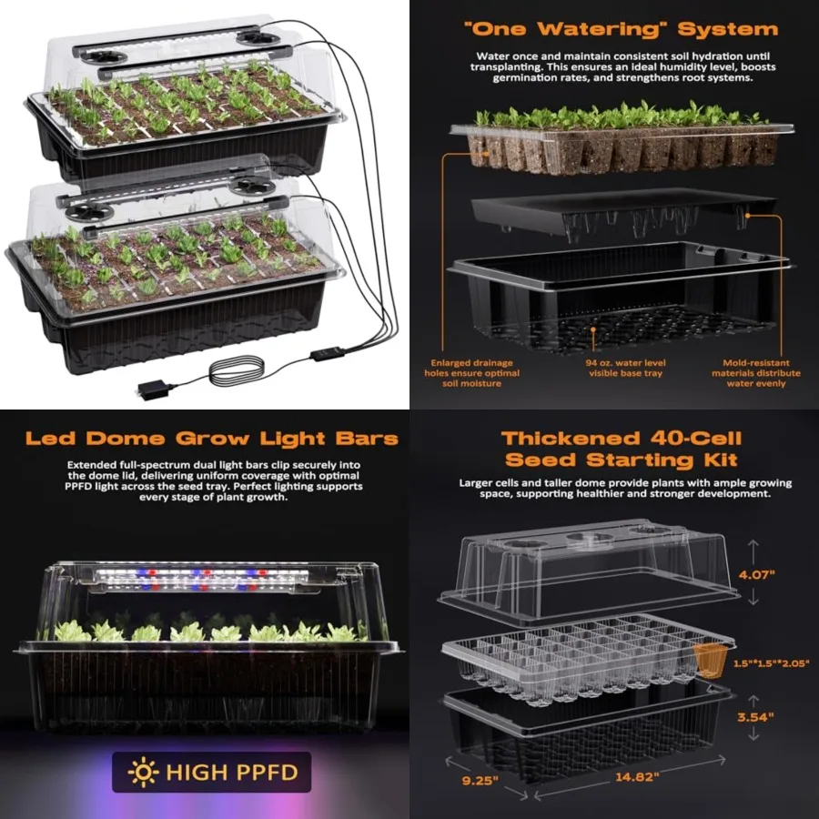 80-Cell Self-Watering Seed Starter Tray with Grow Light, Seed Starter Kit with 4.07" Humidity Dome, Indoor Seedling Starter Tra
80-Cell Self-Watering Seed Starter Tray with Grow Light, Seed Starter Kit with 4.07" Humidity Dome, Indoor Seedling Starter Tra