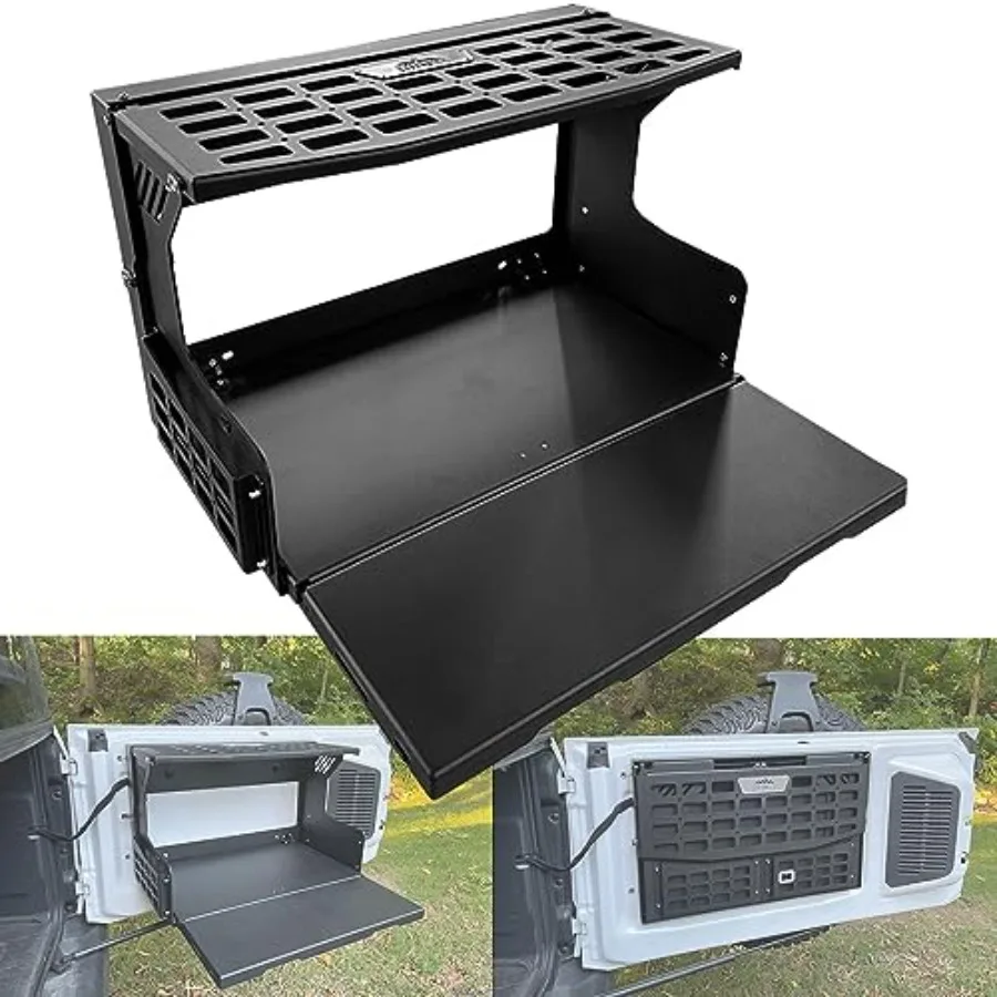 Aluminum Tailgate Table for 2021-2026 Ford Bronco 2/4 Door, No-Drill Foldable Rear Door Molle Panel Table Cargo Shelf, Rust-Pro
Aluminum Tailgate Table for 2021-2026 Ford Bronco 2/4 Door, No-Drill Foldable Rear Door Molle Panel Table Cargo Shelf, Rust-Pro