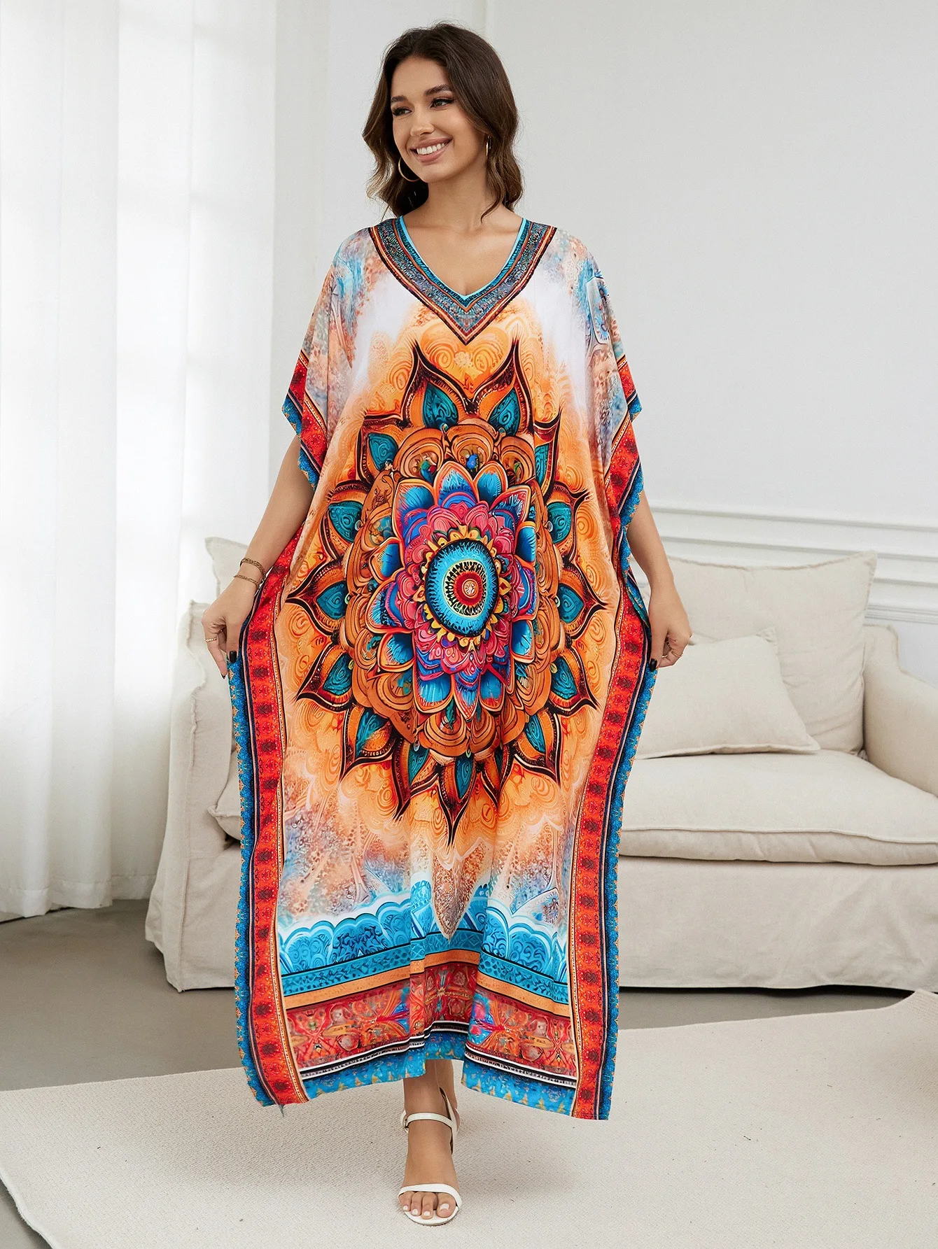 Plus Size Boho Viscose Kaftan Dresses for Women Cover Up Caftan Dress Oversized Long Beach Dress
Plus Size Boho Viscose Kaftan Dresses for Women Cover Up Caftan Dress Oversized Long Beach Dress