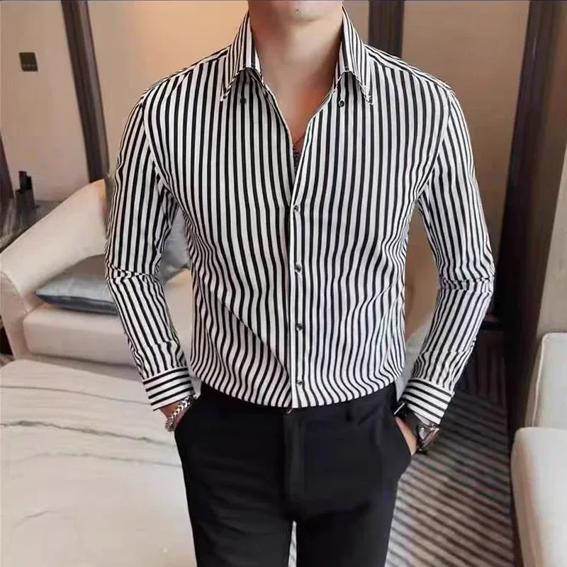 High Quality Stripe Pattern Button Up Shirts a Fashion Elegant Mens Shirts Luxury Men's Clothing Check Shirt Long Sleeve Man
High Quality Stripe Pattern Button Up Shirts a Fashion Elegant Mens Shirts Luxury Men's Clothing Check Shirt Long Sleeve Man