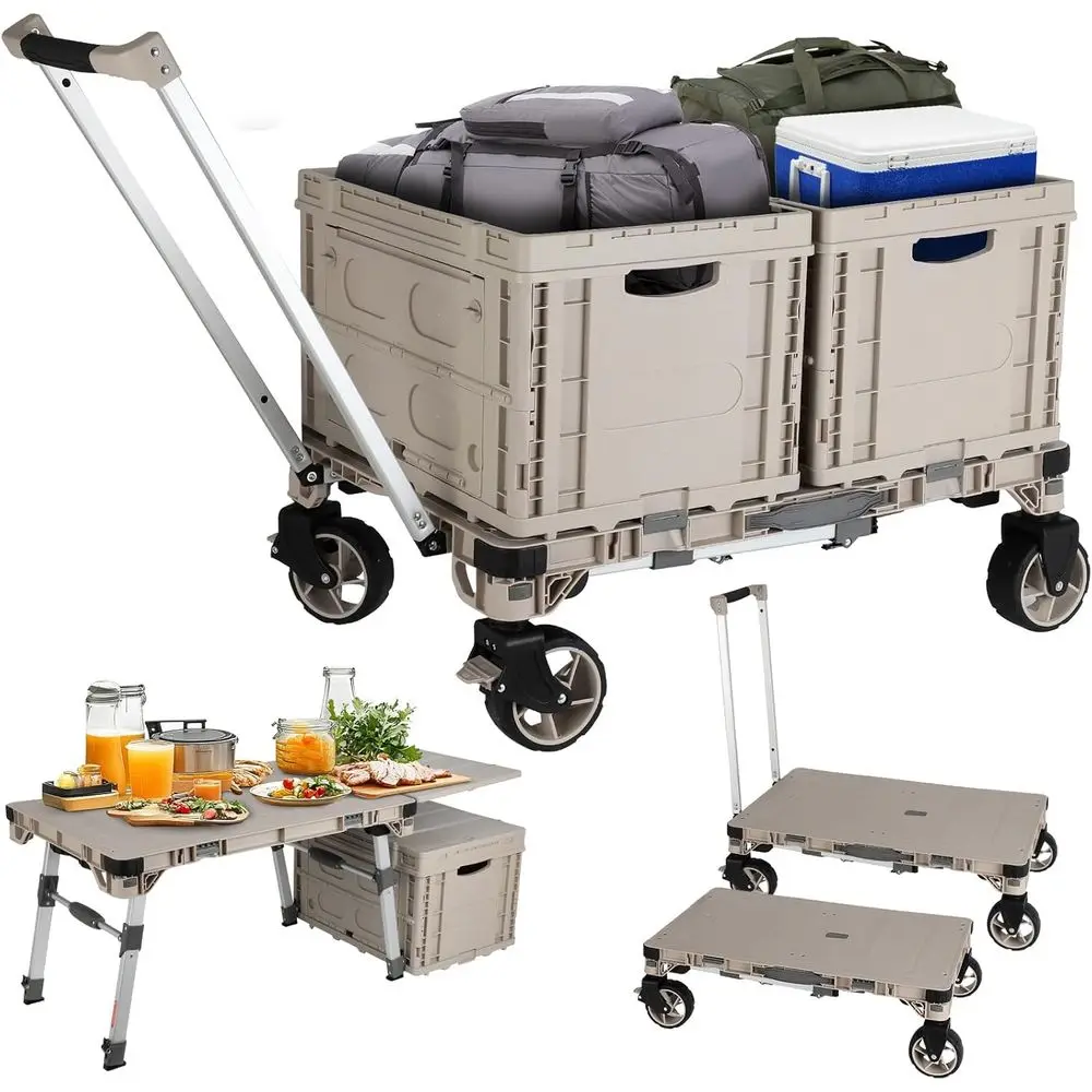Camping Table Cart, 3-in-1 Convertible Utility Wagon with 2 Lockable Storage Boxes, 360° Rotating Wheels & Adjustable Legs for O
Camping Table Cart, 3-in-1 Convertible Utility Wagon with 2 Lockable Storage Boxes, 360° Rotating Wheels & Adjustable Legs for O
