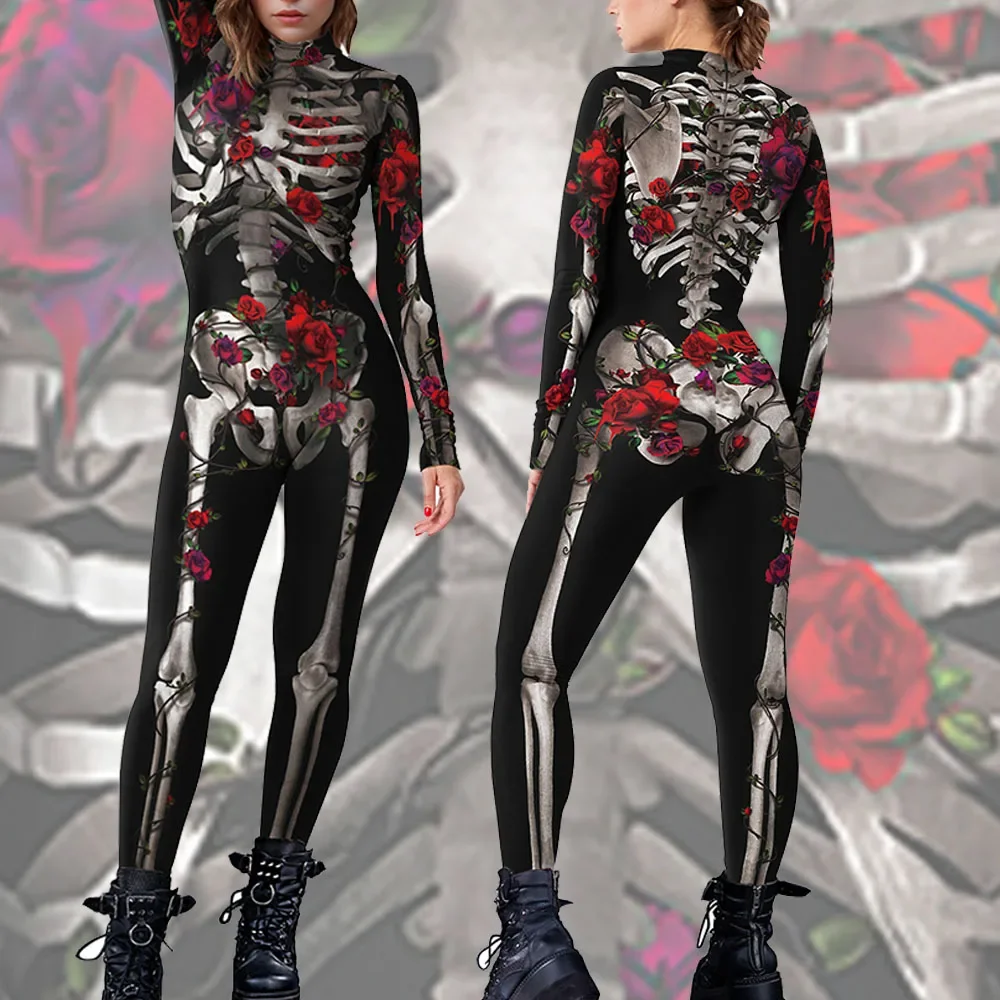 Halloween Rose Skeleton Cosplay Costume Day of the Dead Women Jumpsuit Adult Holiday Party Fancy Bodysuit Carnival Sexy Catsuit
Halloween Rose Skeleton Cosplay Costume Day of the Dead Women Jumpsuit Adult Holiday Party Fancy Bodysuit Carnival Sexy Catsuit