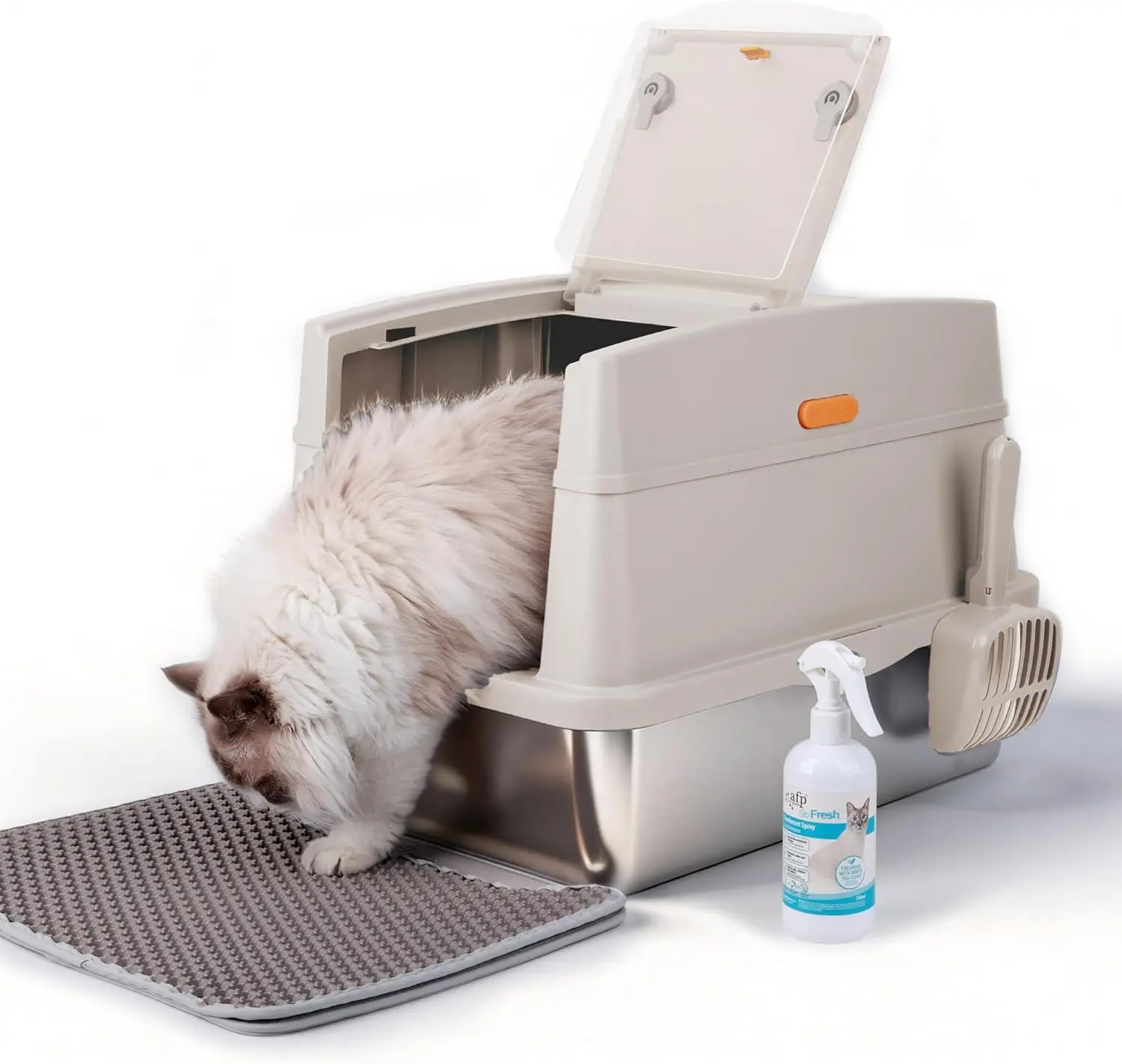 Large Stainless Steel Cat Litter Box with Lid, Enclosed High Sided Sifting Metal Litter Boxes with Scoop for XL Cats, M
Large Stainless Steel Cat Litter Box with Lid, Enclosed High Sided Sifting Metal Litter Boxes with Scoop for XL Cats, M