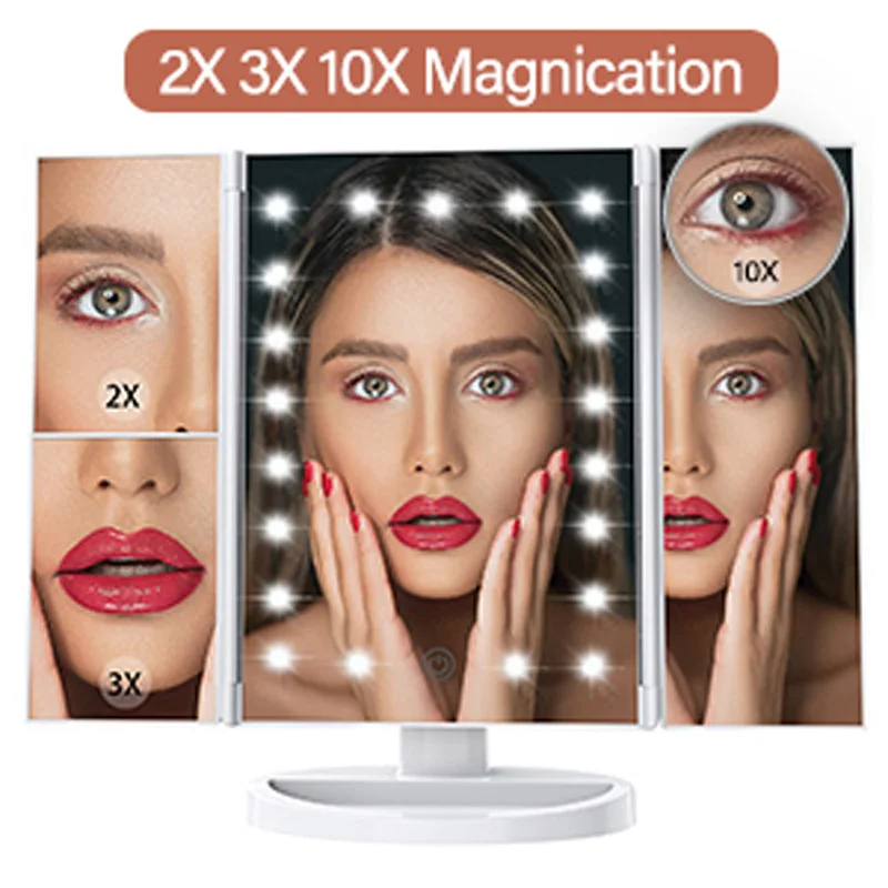 Портативное зеркало для макияжа со светодиодной подсветкой, складное мини зеркало для макияжа с сенсорным управлением 2X 3X 10x
Портативное зеркало для макияжа со светодиодной подсветкой, складное мини зеркало для макияжа с сенсорным управлением 2X 3X 10x