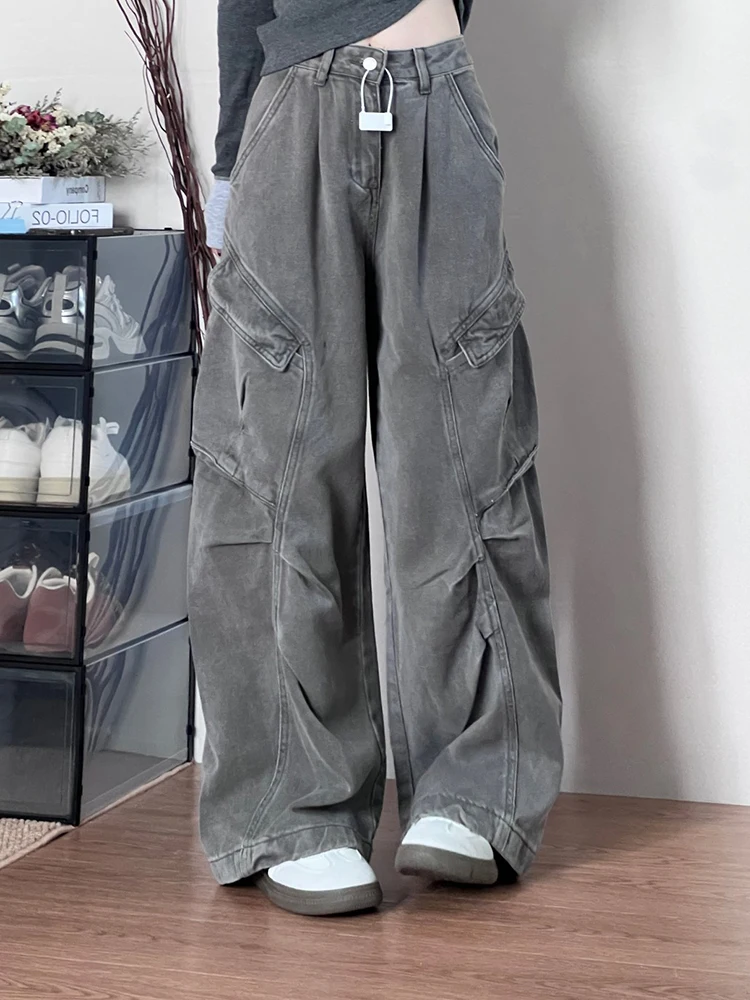 Американские ретро-джинсы-брюки из денима в стиле рабочей одежды, с высокой талией, широкими штанинами, свободного кроя, для женщин, осень-зима
Американские ретро-джинсы-брюки из денима в стиле рабочей одежды, с высокой талией, широкими штанинами, свободного кроя, для женщин, осень-зима